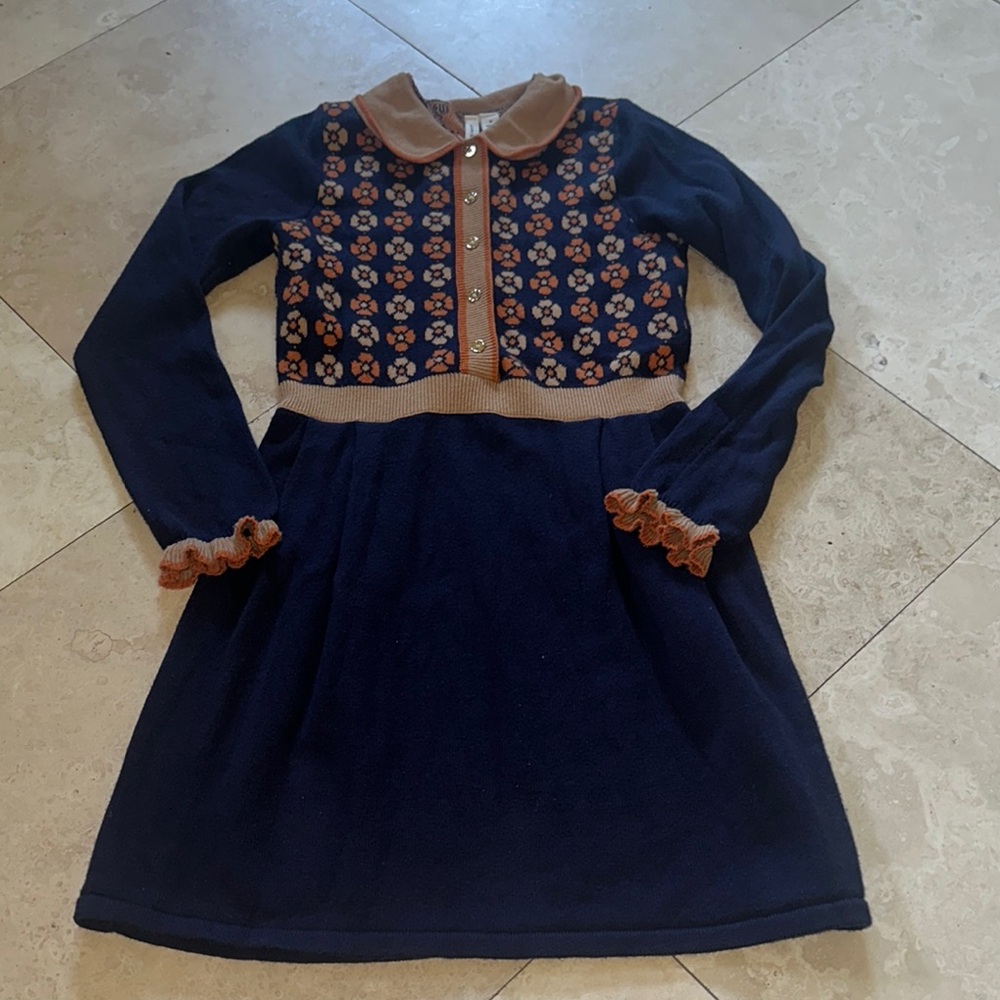 Janie & Jack Navy and Brown Kids Dress size 12